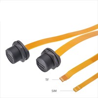 Connecteur étanche de type fileté IP67, interface SD TF, support de carte Nano SIM, fente pour carte, câble d'extension FPC ultra souple et plat, 20 cm