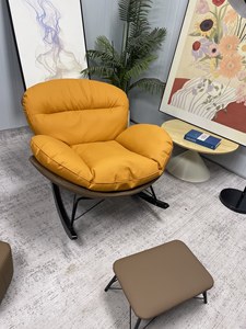 <span class=keywords><strong>Fauteuil</strong></span> à bascule papillon en <span class=keywords><strong>cuir</strong></span> écologique <span class=keywords><strong>noir</strong></span> et orange avec structure métallique, <span class=keywords><strong>fauteuil</strong></span> de relaxation avec repose-pieds en option, canapé de loisirs pour salon - Product Image 1