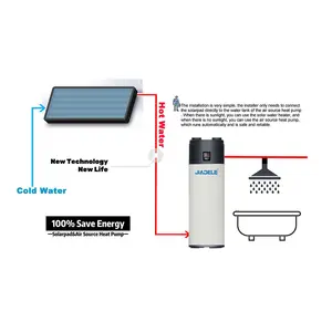 JDL - Bomba de calor térmica multifuncional, fonte de ar termodinâmica, aquecedor de água com painel solar fotovoltaico 150L, bomba de calor solar sem tanque, aquecedor de água