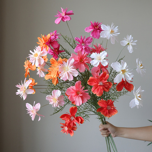Flores artificiales de seda Coreopsis de tallo Flocado de 6 ramas, <span class=keywords><strong>Cosmos</strong></span>, decoración del hogar, centros de mesa de flores de margaritas de seda Real, 2 uds. - Product Image 5