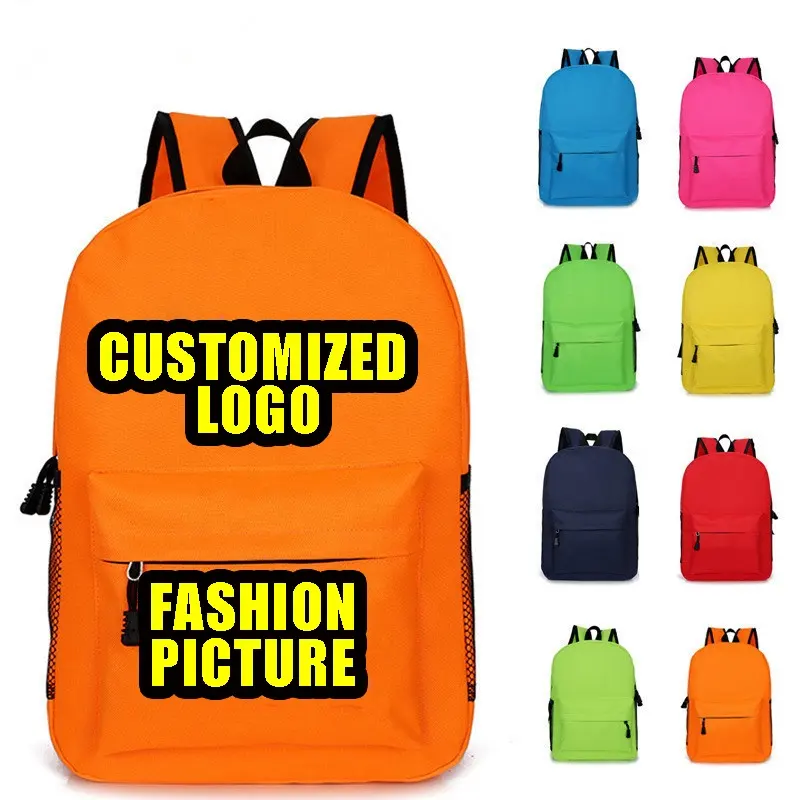 Mochila para crianças, meninos, meninas, bolsa escolar, marca de luxo, logotipo personalizado, impressão, poliéster, mochila escolar para adolescentes