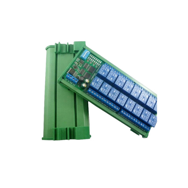12V 16-channel DIN Rail RS485 Relay Modbus RTU Protocol Remote Control PLC Expansion Board