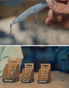 Mustad Jawlok <span class=keywords><strong>3x</strong></span> 4x <span class=keywords><strong>5x</strong></span> Crochet Acier à haute teneur en carbone Triple Jl73np Jl74np Jl75np Lure Fishing Treble Hook - Product Image 2