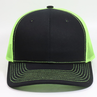 Casquettes de camionneur personnalisées à 6 panneaux, profil bas, en maille, couleur néon