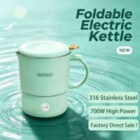 Bouilloire électrique pliable en acier inoxydable 316, 800 ml, grande capacité, pour le voyage, bouilloire électrique pliable de haute puissance pour l'extérieur