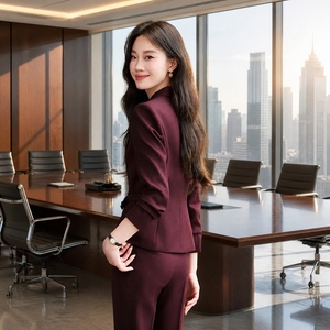 고품질 맞춤 여성용 사이드 버클 수트 세트 전문직 오피스룩 유니폼 의상 - Product Image 6