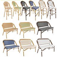 Banc de bistrot français en rotin noir moderne, imperméable, pour l'extérieur, hôtel, jardin, camping, café, 2 places, en plastique