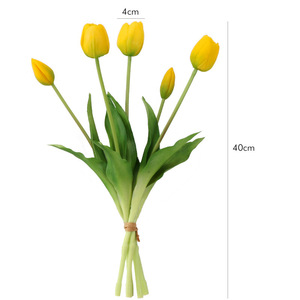 Tulipanes de vinilo suave, 5 tallos, ramo de alta simulación para decoración del hogar y bodas - Product Image 5