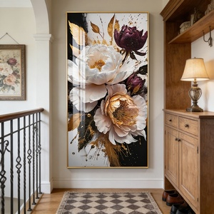 Peinture LED en porcelaine de cristal pour décoration murale de salon, motif floral, impression HD personnalisée, vente en gros d'usine - Product Image 4