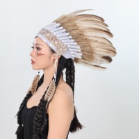 Coiffe tribale indienne personnalisée en plumes véritables pour Carnaval, Festival, Cosplay, Scène, Danse, Fête, Costume