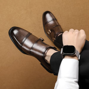 Zapatos de Vestir para Hombre, Estilo Moderno con Hebilla, de Cuero Italiano, 2025 - Product Image 1