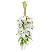 Bouquet de mariée artificiel en lys calla cascade, fleurs de mariage artificielles en forme de goutte, accessoires floraux portatifs pour la photographie de mariage