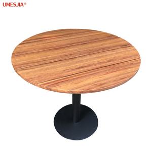 Tavolo da pranzo in teak da giardino e Patio da esterno e tavolo rotondo con base in acciaio inossidabile Color ottone <span class=keywords><strong>nero</strong></span> scuro 90cm - Product Image 4