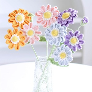 Flor inmortal de hilo tejido, crisantemo de cien días, producto terminado hecho a mano, ramo simulado de hilo, regalo, ramo terminado - Product Image 2