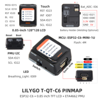 Placa de Desarrollo LILYGO T-QTC6 ESP32-C6+ con Pantalla Táctil de 0.85 Pulgadas, Wi-Fi 6/Bluetooth 5.0, Terminal IoT de Bajo Consumo