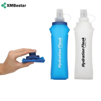 Botol Minum Lipat 500ml, Bahan TPU Food Grade, Anti Bocor, Dapat Digulung, Botol Air Olahraga untuk Lari, Bersepeda, Hiking