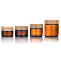 Pot en verre ambré hermétique et opaque de 5g, 15g, 30g, 50g pour crème visage cosmétique et soins de la peau, avec couvercle en bambou – Vente chaude
