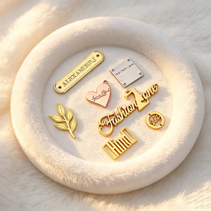 Custom Engraving Metal <b>Name</b> Tags Private Brand Sewable Metal Logo <b>Plates</b> Decorative Metal Labels for Bags & Garments - Product Image 3