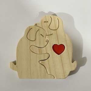 Les nouveaux membres de la famille de chiots transfrontaliers peuvent personnaliser les noms, le bricolage en bois peut personnaliser les ornements de puzzle de dessin animé - Product Image 1