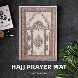 Wholesale portable Islamic <b>prayer</b> rug, jacquard sejadah <b>mat</b> with tassels, use in bedrooms, outdoor spaces, as a rug liner for - Product Image 2