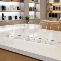 Support de téléphone moderne en acrylique avec affichage transparent et surface polie pour bureau et décoration intérieure