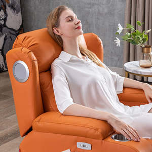 Sillón Reclinable Giratorio y Mecedora de Cuero con Masaje, Respaldo Alto y Portavasos para Casa Inteligente, Calidad de Lujo Personalizada - Product Image 4