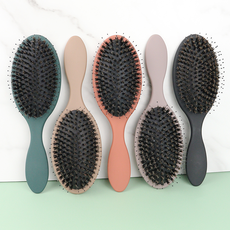 Brosse de soins des cheveux, masseur, poils secs et humides, démêlante, coussin doux, en Nylon, poils de sanglier