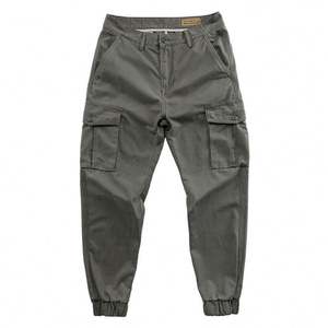 Entrega Directa, en Stock, Venta al Por Mayor, Suministro de Fábrica, Pantalones Casuales Clásicos de Color Sólido, Pantalones de Algodón y Lino Ajustados para Hombre, Pantalones Cargo Holgados - Product Image 2