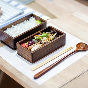 Kafur ahşap çift katmanlı katı piknik kutusu büyütülmüş japon tarzı Bento özel öğrenci öğle yemeği eşyası suşi diğer mutfak - Product Image 4