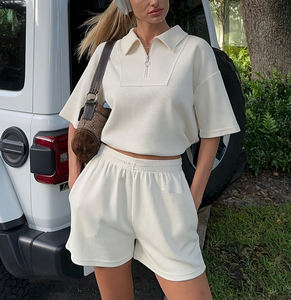 Unisex Summer Sports Leisure Solid Polo Collar <b>Top</b> Sports <b>Shorts</b> | Half Placket <b>Short</b> <b>Sleeve</b> <b>Knitting</b> Breathable Daily Wear - Product Image 1