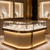 Vente directe d'usine Yoshing, vitrine de présentation de bijoux LED étanche pour la décoration intérieure des magasins, design de comptoir de bijouterie