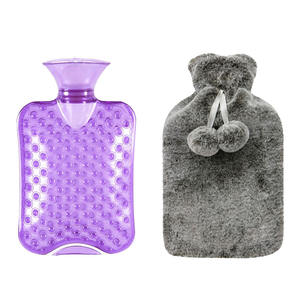 Bolsa de Agua Caliente de PVC con Funda de Felpa con Bolitas, Botella de Agua Caliente Convexa para Calentar las Manos - Product Image 4