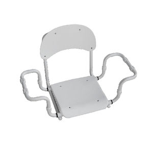 Siège de bain réglable en polypropylène avec dossier, cadre blanc, longueur 36 cm, largeur 40 cm, hauteur 20 cm, équipement de sécurité pour la salle de bain - Product Image 1