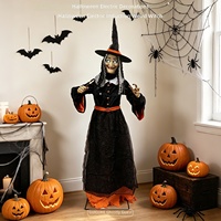 Décoration d'Halloween Grande Sorcière Animée Électrique Lumineuse Parlante pour Intérieur, Accessoire de Décoration de Maison Hantée d'Horreur Fabriqué en Chine