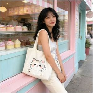 Sac fourre-tout en toile de coton réutilisable de 10 oz et 12 oz avec logo personnalisé, motif lettres, pour l'extérieur, sac de plage, vente en gros - Product Image 5