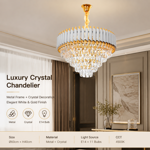 Lámpara de araña de cristal de lujo con acabado dorado y anillo de metal para comedor, sala de estar, hotel, villa, decoración de interiores, iluminación para el hogar - Product Image 2