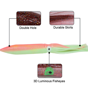 Vỏ mực Váy cổ phiếu bán buôn 12in sáng dài váy bạch tuộc thu hút ngoài khơi chèo thuyền câu cá cá ngừ wahoo trolling thu hút - Product Image 5