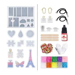 Kit de Bricolaje para Joyería de Resina: Resina Epoxi UV Transparente, Lámpara LED, Moldes de Silicona, Láminas de Purpurina, Flores, Colgantes, Pendientes y Llaveros - Product Image 2