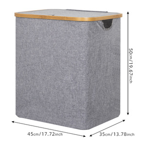 Laundry <b>Basket</b> Rectangular Gray With Lid <b>For</b> Bathroom Clothing <b>Storage</b> Organizer <b>Large</b> Capacity - Product Image 3