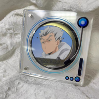 Boîte d'insigne créative en acrylique de logo d'impression UV personnalisée transparente de taille diamant Décoration de bureau d'anime Badge de voyageur debout en acrylique