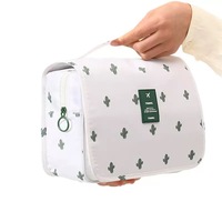 Pochette de voyage réutilisable et écologique bleue et rouge avec fermeture éclair, indispensable pour les cosmétiques et le maquillage, avec impression de lettres
