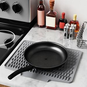 Tapis de séchage de vaisselle rectangulaire en silicone antidérapant et écologique, résistant à la chaleur, pour égouttement de la vaisselle et des robinets, pour comptoir de cuisine - Product Image 2