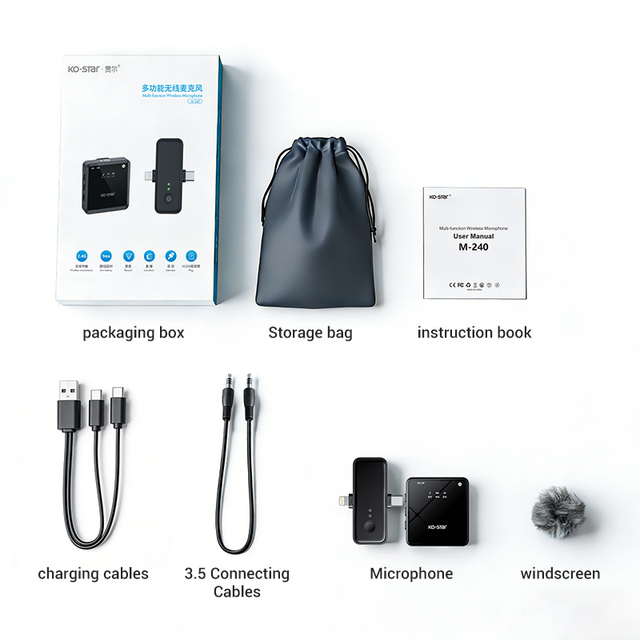Portable Podcast Live Recording Vlog Microphone Professional Mini Clip on Lapel Mic Lavalier Wireless Microphone