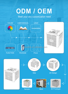 Refroidisseur d'air évaporatif mural commercial et industriel, climatiseur désertique, ventilateur rafraîchisseur d'air à eau, climatiseur LED - Product Image 6