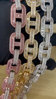 2025 Hip Hop Luxe Cubain Baguette Collier Glacé Grain De Café Chaîne avec Diamant Pave 15mm Plaqué Or pour Hommes et Femmes