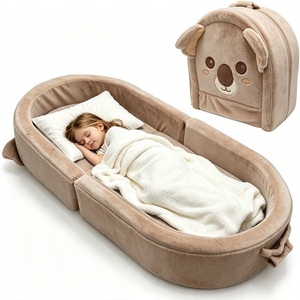 Cuna de Viaje Plegable para Niños, Diseño de Oso, Portátil, con Asa de Transporte y Espacio de Almacenamiento, Venta Directa de Fábrica - Product Image 1