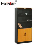 Ekintop Petit Bureau de Direction Mobilier de Bureau Moderne et Économique en Bois Table de Bureau de PDG avec Tiroirs et Bibliothèques