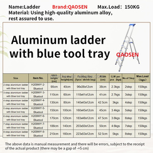 ถาดเครื่องมือสีดำสำหรับใช้ในบ้านบันไดพับอลูมิเนียม2/3/4/5/6/7/8ขั้นพร้อมราวจับการออกแบบที่ทันสมัยการเข้าถึงอพาร์ทเมนต์/ คลังสินค้า - Product Image 5