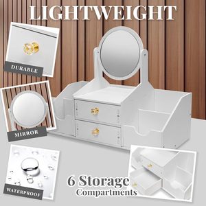Modern Design Cosmetic Storage Box PVC Plastic Jewelry Drawer Storage with <b>Mirror</b> for Household Skin Care Rack - Product Image 5