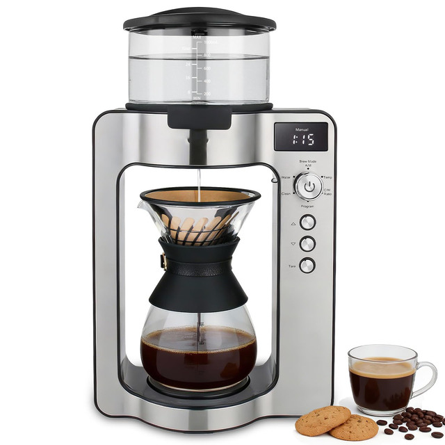Automatic Drip Coffee Maker for Coffee Enthusiasts -Pour Over Coffee Brewer with Programmable Timer, Hand Drip Simulation